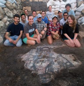 UNC students with the Samson mosaic. (photo by Jim Haberman)
