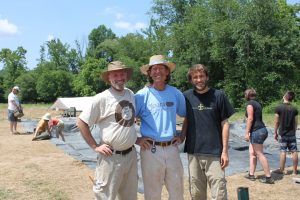Archaeologists (from left) Robin Beck, David Moore and Christopher Rodning have uncovered the earliest European settlement in the interior U.S. (photo by Beth Lawrence)