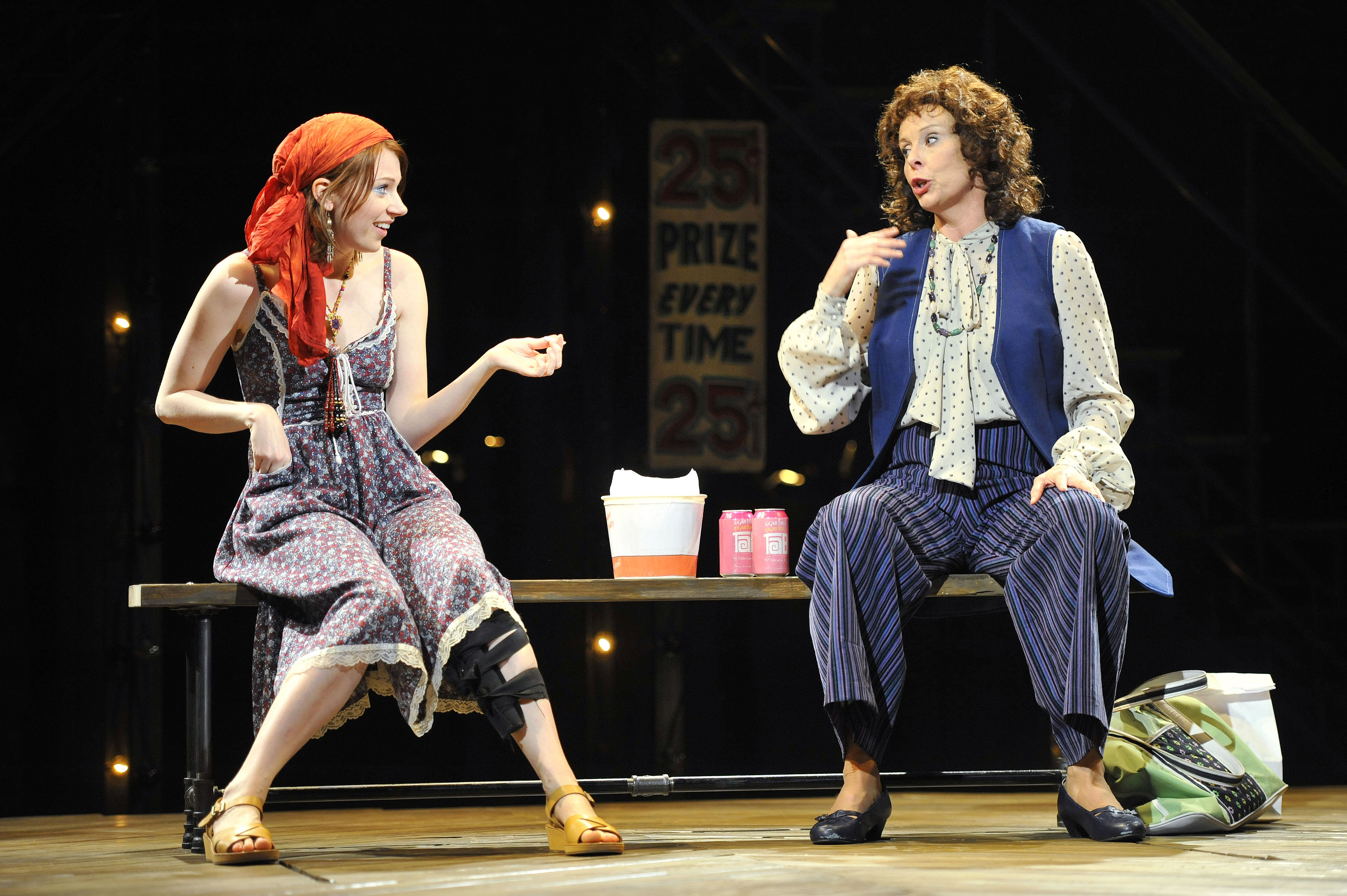 Left to right: MAREN SEARLE as Lynette “Squeaky” Fromme and JULIE FISHELL as Sara Jane Moore (photo by Jon Gardiner)