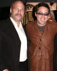 Weiss (left) with Robert Downey Jr. at the premiere of "The Singing Detective," a feature film in which Downey starred and for which Weiss was the music supervisor. The movie was produced by Mel Gibson.