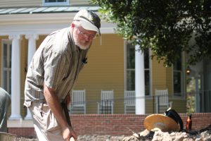 UNC archaeologist Brett Riggs at the dig site. (photo by Kristen Chavez)