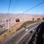 The red line of Mi Teleférico, the cable car system in La Paz/El Alto. (photo by Gwen Kash)