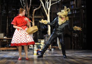 From left to right, Jessica Sorgi as Little Red Ridinghood and Gregory DeCandia as the Wolf in "Into the Woods." (photo by Jon Gardiner). 