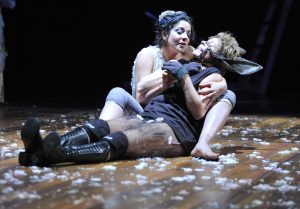 From left to right, Lisa Birnbaum as Titania and Julie Fishell as Nick Bottom in "A Midsummer Night's Dream." (photo by Jon Gardiner).