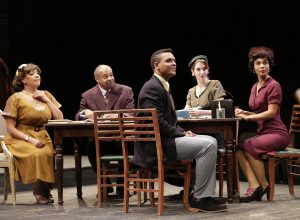 From left to right, Kathryn Hunter-Williams as Wiletta Mayer, Roger Robinson as Sheldon Forrester, Myles Bullock as John Nevins, Carey Cox as Judy Sears and Suzette Azariah Gunn as Millie Davis in "Trouble in Mind." (photo by Jon Gardiner)