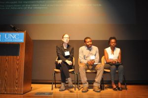 A student panel addresses questions at the AAAD undergraduate research conference.