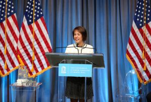 Chancellor Carol L. Folt makes remarks during the UNC-Chapel Hill announcement of two new programs that support active duty military personnel and veterans at the University of North Carolina at Chapel Hill. 