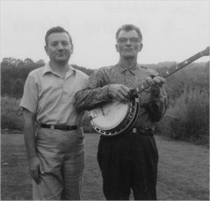 : Archie Green in 1962 with Dock Walsh, a banjoist he interviewed for a study of “hillbilly” music. Photo by: Eugene Earle. Southern Folklife Collection, University of North Carolina Library at Chapel Hill.