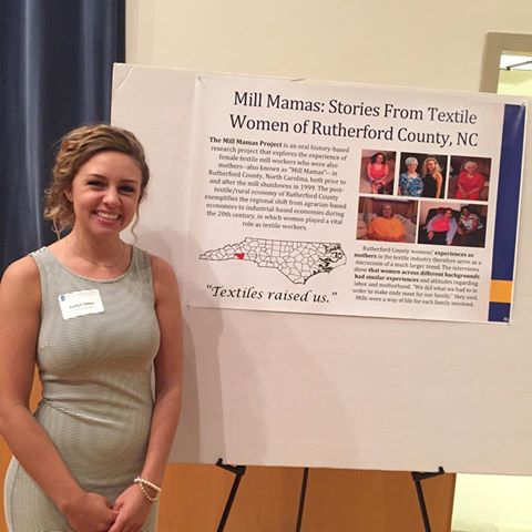 Katie Yelton presents her research on "Mill Mamas" at the Celebration of Undergraduate Research.