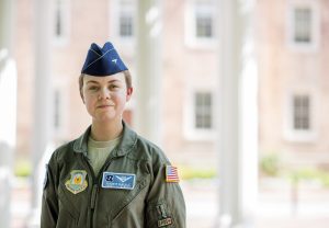 Shannon McKerlie is one of the 25 Carolina Reserve Officers' Training Corps cadets and midshipman who will be commissioned into the armed force this weekend. (photo by Jon Gardiner)