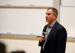 Frank Bruni '86, a columnist for The New York Times, is a member of the College's Think Tank, a group of strategic thinkers and advisers. (photo by Kristen Chavez)