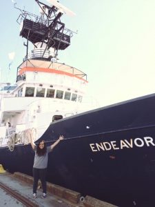 Abella spent last summer conducting research on the R/V Endeavor in the North Atlantic. 
