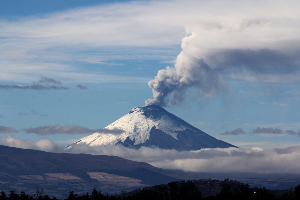 Cotopaxi, one of South America’s most dangerous volcanoes, emits a mixture of volcanic gases and steam on October 19, 2015. (photo by Mary Lide Parker.) 